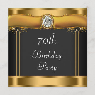 Invitation Elégante Soirée Noire et Or 70e Anniversaire