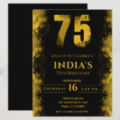 Invitation Elégante Soirée Noire et Or 75e anniversaire (Devant / Derrière)