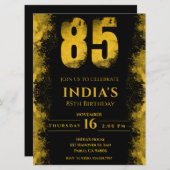 Invitation Elégante Soirée Noire et Or 85e anniversaire (Devant / Derrière)