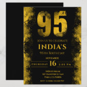 Invitation Elégante Soirée Noire et Or 95e anniversaire (Devant / Derrière)