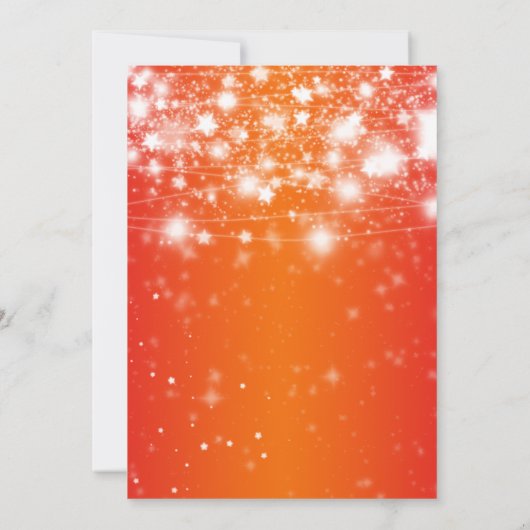 Invitation Élégante Soirée Orange du Nouvel An aux étoiles br (Dos)