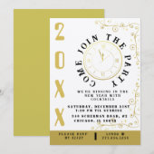 Invitation Élégante soirée réveillon de l'horloge (Devant / Derrière)