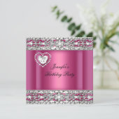 Invitation Élégante Soirée Rose Diamant Anniversaire (Debout devant)