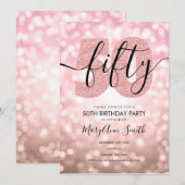 Invitation Élégante Soirée Rose Gold 50e Anniversaire  (Devant / Derrière)