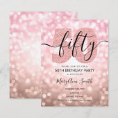 Invitation Élégante Soirée Rose Gold 50e Anniversaire  (Devant / Derrière)