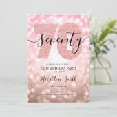 Invitation Elégante Soirée Rose Gold 70e anniversaire (Debout devant)