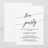 Invitation Elégante Soirée Thé de Calligraphie Noire Annivers (Devant / Derrière)