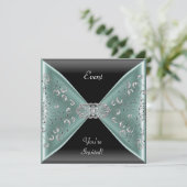 Invitation Élégante soirée Turquoise Blue Black (Debout devant)