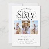 Invitation Élégante SOIXANTE 3 photo collage 60e anniversaire (Devant)