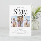 Invitation Élégante SOIXANTE 3 photo collage 60e anniversaire (Debout devant)