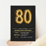 Invitation Elégante Soixante-dix Black Gold 80th Birthday Par<br><div class="desc">Editable 80th Birthday Invitation,  Gold and Black,  Elegant Eighty Invitation,  Parties scintillant Sparkle,  80 Years Loved,  Téléchargement instantané,  80th Balloon,  80th Invitations,  Men 80th Birthday</div>