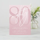 Invitation Elégante Soixante-dix Rose fête d'anniversaire (Debout devant)