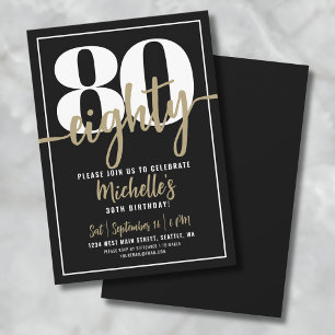 Invitation Elégante Soixante Or 80e fête d'anniversaire