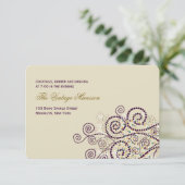 Invitation Elégante Spirales Boho violet Réception de mariage (Debout devant)