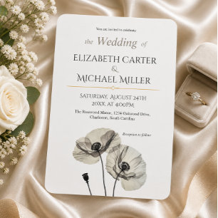 Invitation Élégante Suite de Mariage Minimaliste aux Pavots N