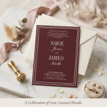 Élégante Suite de Mariage Minimaliste Cabernet Bou