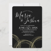 Invitation Elégante Suite Mariage de ceinture noire noire bla (Devant)