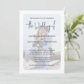 Invitation Élégante superposition photo simple bleu foncé cla (Debout devant)