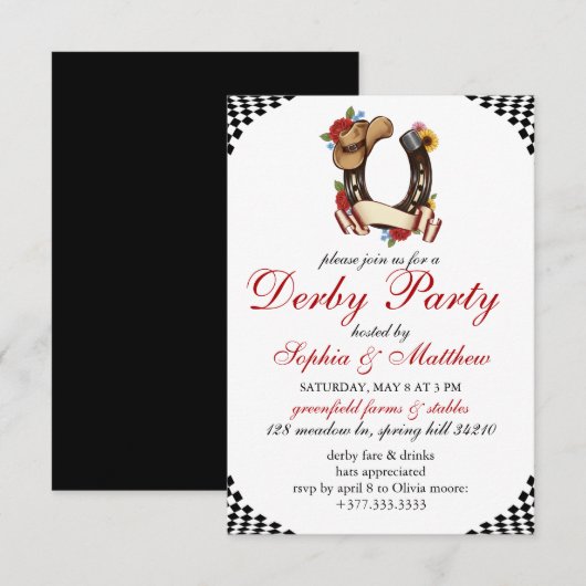 Invitation élégante sur le thème des courses de ch (Devant / Derrière)
