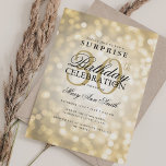 Invitation Élégante SURPRISE 30e anniversaire Glam Gold Light<br><div class="desc">Elégant 30e anniversaire de fête Shimmer Lumières modèle d'invitation. Doté de lumières scintillantes modernes. Idéal pour les 30ème,  40ème,  50ème,  60ème et 70ème anniversaire et plus !</div>