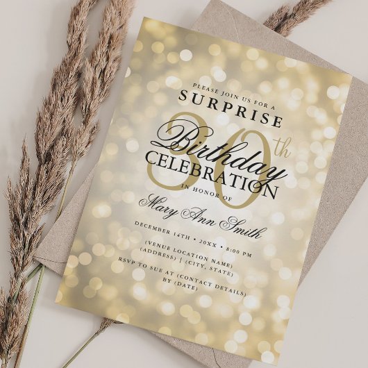 Invitation Élégante SURPRISE 30e anniversaire Glam Gold Light