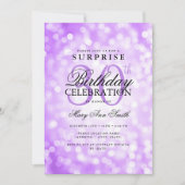 Invitation Élégante SURPRISE 30e anniversaire Lumières violet (Devant)