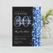 Invitation Elégante surprise 30e anniversaire Sparkles Navy (Debout devant)