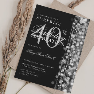 Invitation Elégante surprise 40e anniversaire étincelles Arge