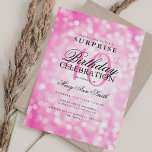 Invitation Élégante SURPRISE 40e anniversaire Hot rose lumièr<br><div class="desc">Elégant 40e anniversaire de fête Shimmer Lumières modèle d'invitation. Doté de lumières scintillantes modernes. Idéal pour les 30ème,  40ème,  50ème,  60ème et 70ème anniversaire et plus !</div>