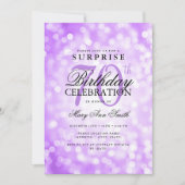 Invitation Élégante SURPRISE 70e anniversaire Lumières violet (Devant)