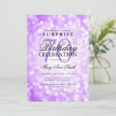Invitation Élégante SURPRISE 70e anniversaire Lumières violet (Debout devant)