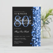 Invitation Elégante surprise 80e anniversaire Sparkles Navy (Debout devant)