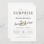 Invitation Elégante surprise classe moderne 21e anniversaire (Devant / Derrière)