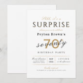 Invitation Elégante surprise classe moderne 70e anniversaire (Devant / Derrière)