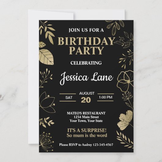 Invitation Élégante surprise d'anniversaire rustique (Devant)