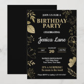 Invitation Élégante surprise d'anniversaire rustique (Devant / Derrière)