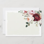 Invitation Elégante surprise florale bordeaux et rose pour un (Dos)