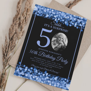 Invitation Élégante SURPRISE Photo 50 ans Fête d'anniversaire