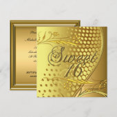 Invitation élégante Sweet 16 Gold (Devant / Derrière)
