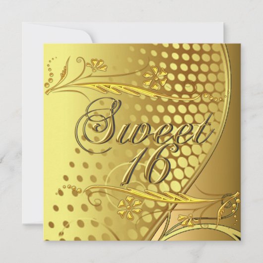 Invitation élégante Sweet 16 Gold (Devant)