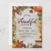 Invitation Elégante table de récolte Dîner d'action de grâces (Devant)