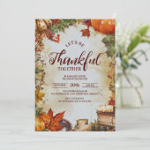 Invitation Elégante table de récolte Dîner d'action de grâces (Debout devant)
