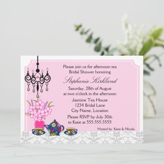Invitation Elégante Tea Party (Debout devant)