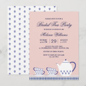 Invitation Elégante Tea Party Fête des mariées rose (Devant / Derrière)