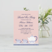 Invitation Elégante Tea Party Fête des mariées rose (Debout devant)