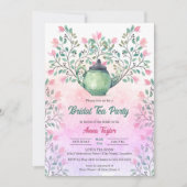 Invitation Elégante Tea Party Teapot Floral (Devant)