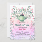 Invitation Elégante Tea Party Teapot Floral (Devant)