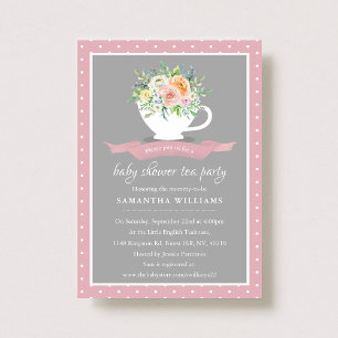 Invitation Elégante Teacup Floral Teacup Baby shower Tea Part