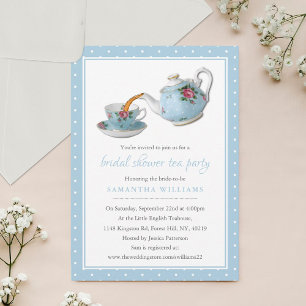 Invitation Elégante Teacups Fête des mariées Tea Party