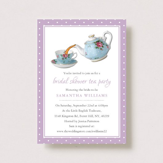 Invitation Elégante Teacups Fête des mariées Tea Party